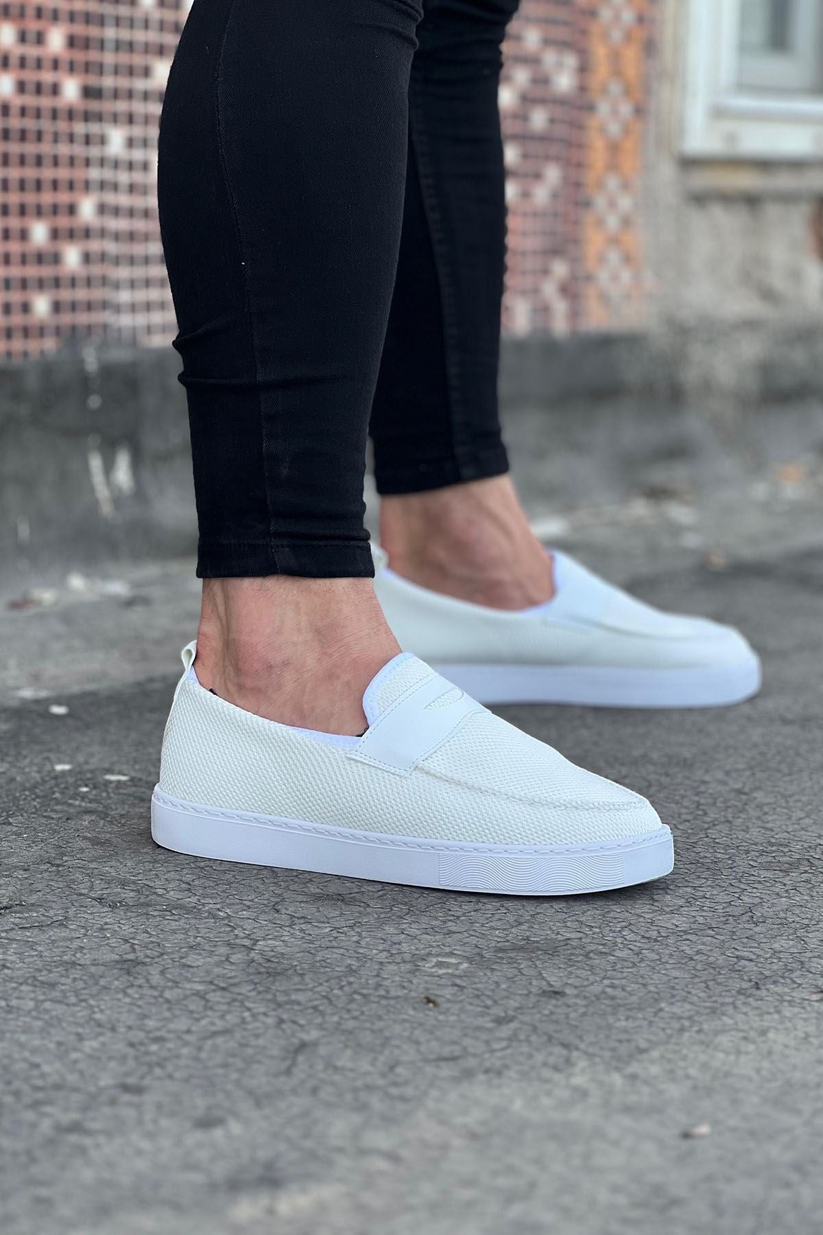 WG061 Beyaz Triko Babet Erkek Casual Ayakkabı