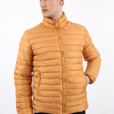 Men's Casual Puffer Jacket with Side Pockets, No Hood