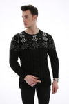 Herren Winterlicher Grobstrick-Pullover mit Schneemuster-Prägedruck