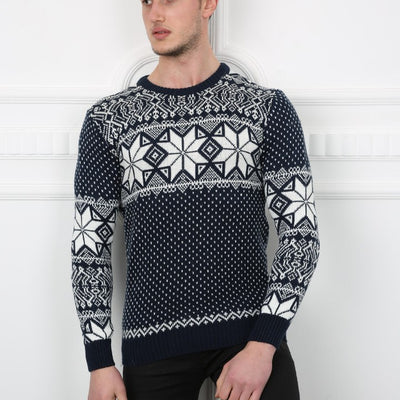 Erkek Kar Desenli Kışlık Günlük Triko Kazak
