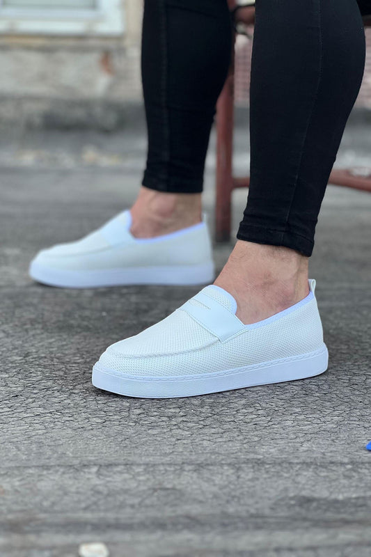 WG061 Beyaz Triko Babet Erkek Casual Ayakkabı