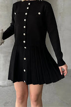 Kadın Triko Mini Etek Hırka Takım – Siyah