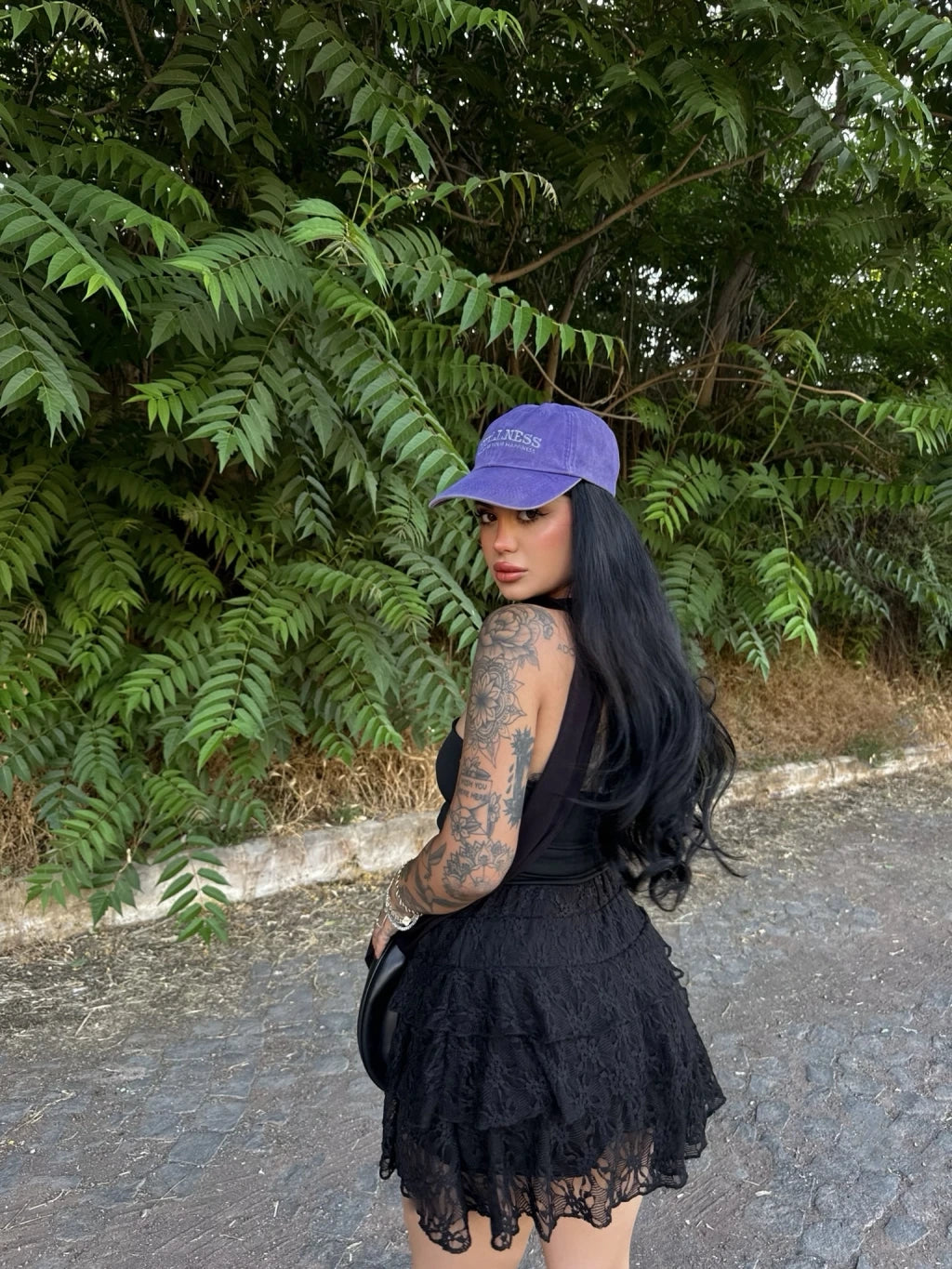 Kadın Dentel Şortlu Etek - Siyah