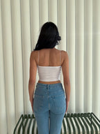 Kadın İp Askılı Kısa Crop - Beyaz