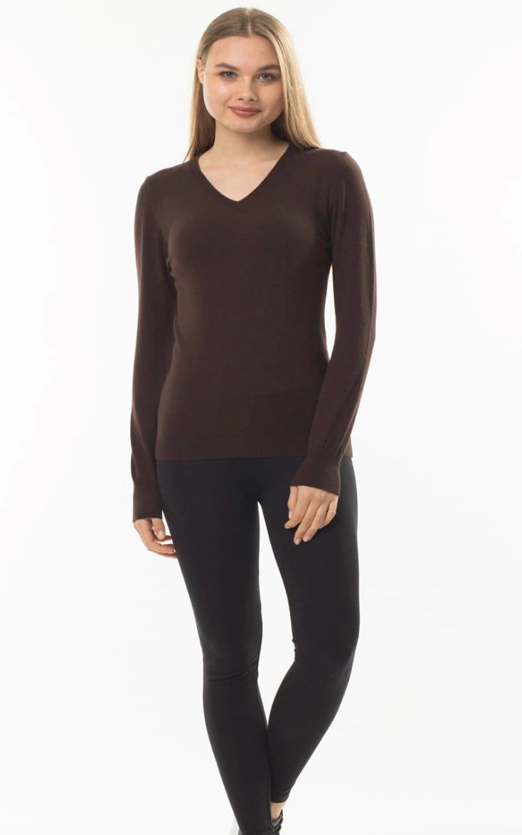 Kahverengi V Yaka Triko Kazak