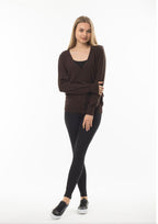 Kahverengi V Yaka Düğmeli Basic Triko Kadın Hırka