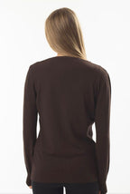 Kahverengi V Yaka Düğmeli Basic Triko Kadın Hırka