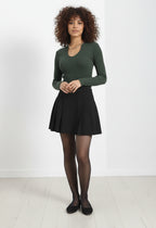 Zincir Detaylı Fitilli Kaşkorse Bluz - Haki