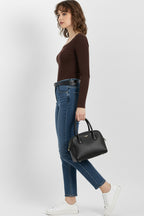 Kare Yaka Dantelli Kaşkorse Bluz - Kahverengi