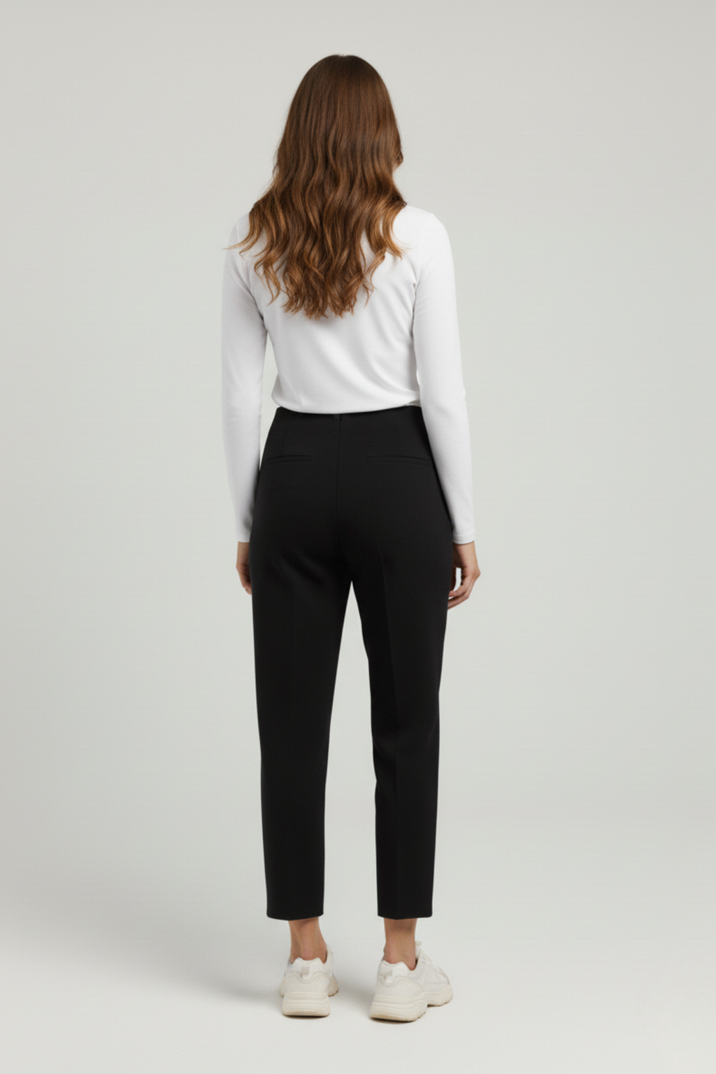 Kadın Yüksek Bel Lastikli Pensli Balon Krep Pantolon – Siyah