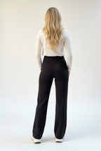 Kadın Süper Yüksek Bel Korsaj Bol Kesim Krep Pantolon – Siyah