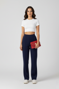 Kadın Modal Çımalı Yüksek Bel Beli Lastikli Bol Paça Pantolon - Lacivert
