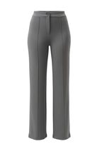 Kadın Yüksek Bel Toparlayıcı Çıma Detaylı Scuba Krep Palazzo İspanyol Paça Pantolon – Gri