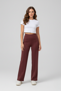 Kadın Modal Çımalı Yüksek Bel Beli Lastikli Bol Paça Pantolon - Kiremit