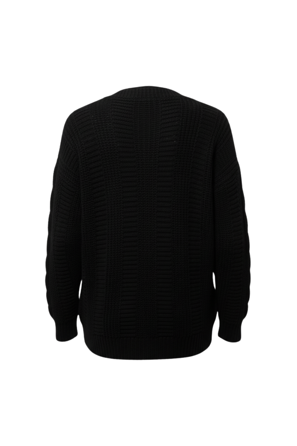 Kadın Siyah Düğmeli Kısa Triko Hırka – Burgulu Örgü Desenli