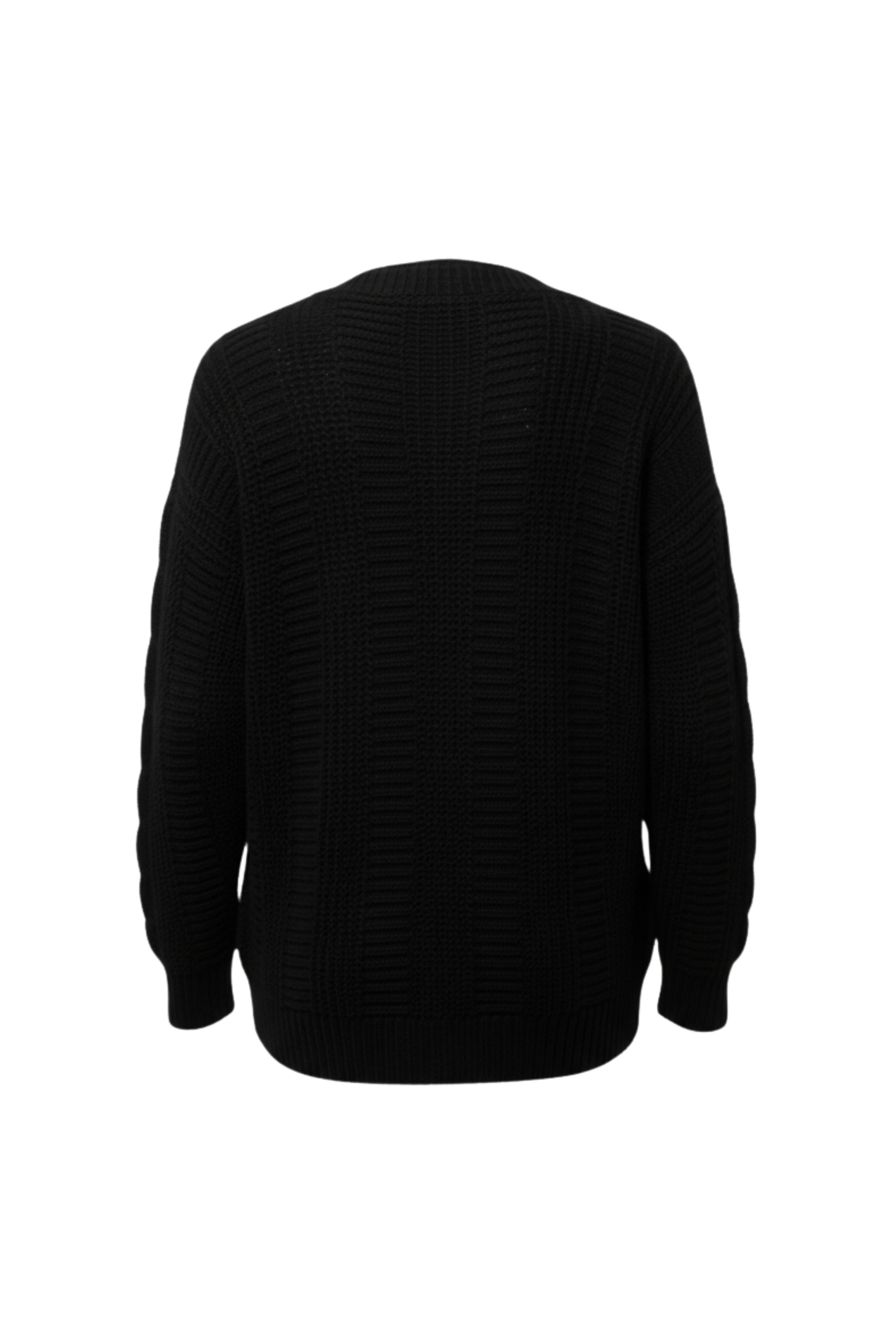 Kadın Siyah Düğmeli Kısa Triko Hırka – Burgulu Örgü Desenli