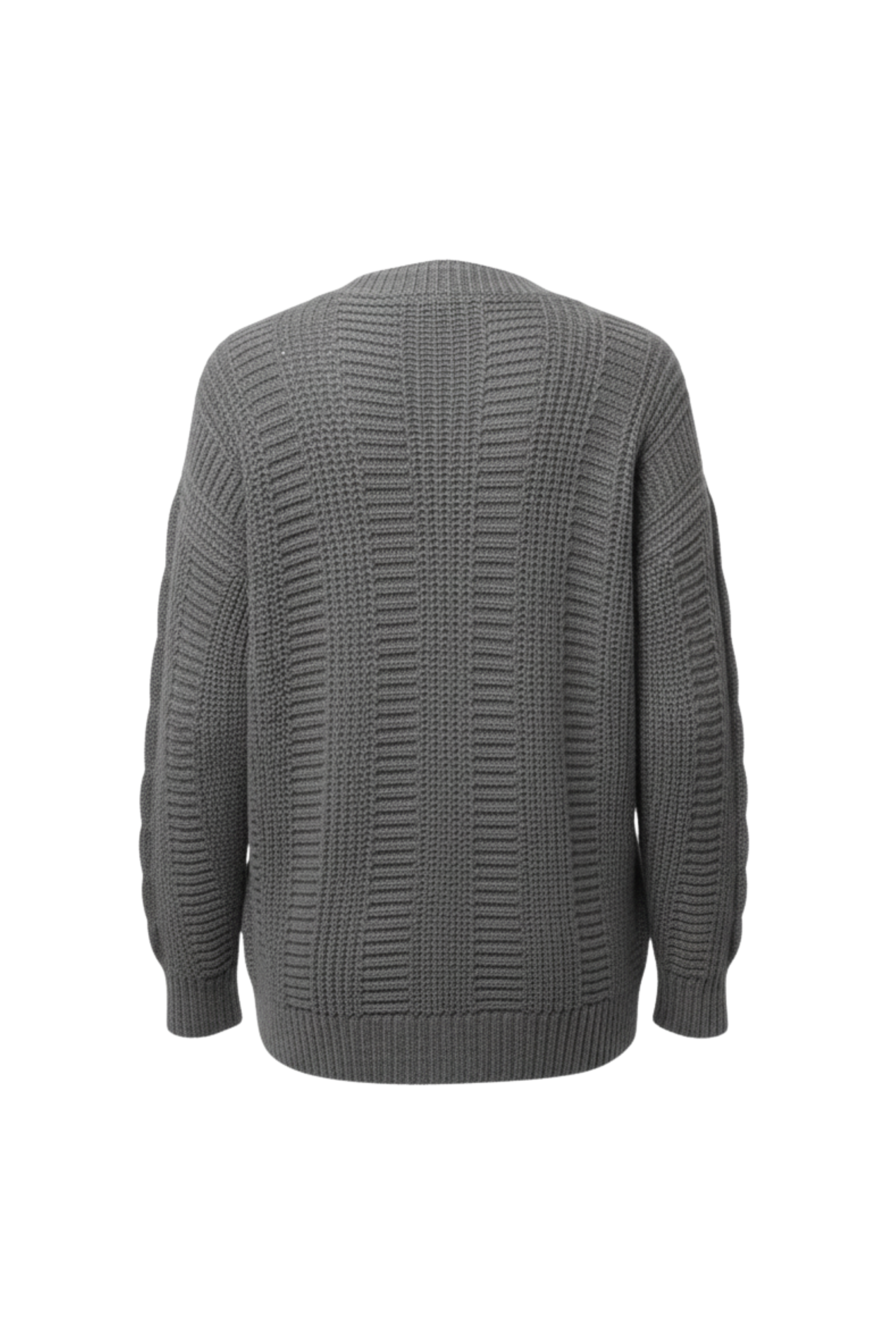 Kadın Gri Düğmeli Kısa Triko Hırka – Burgulu Örgü Desenli