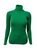 Kadın Yeşil Boğazlı Triko Kazak