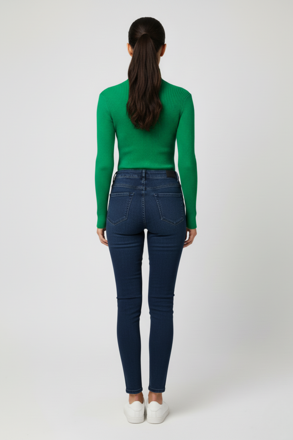 Kadın Yeşil Boğazlı Triko Kazak