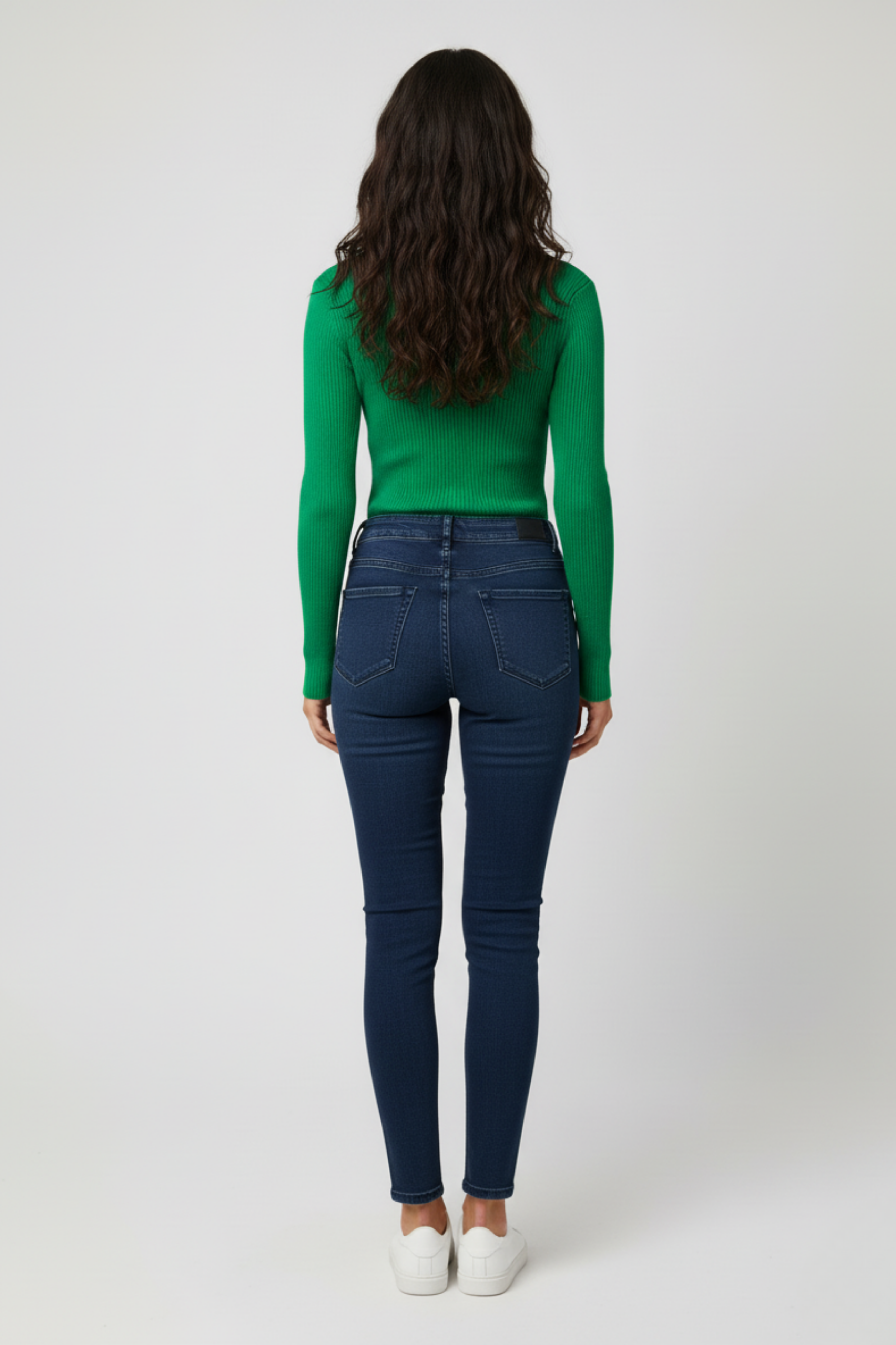 Kadın Yeşil Boğazlı Triko Kazak