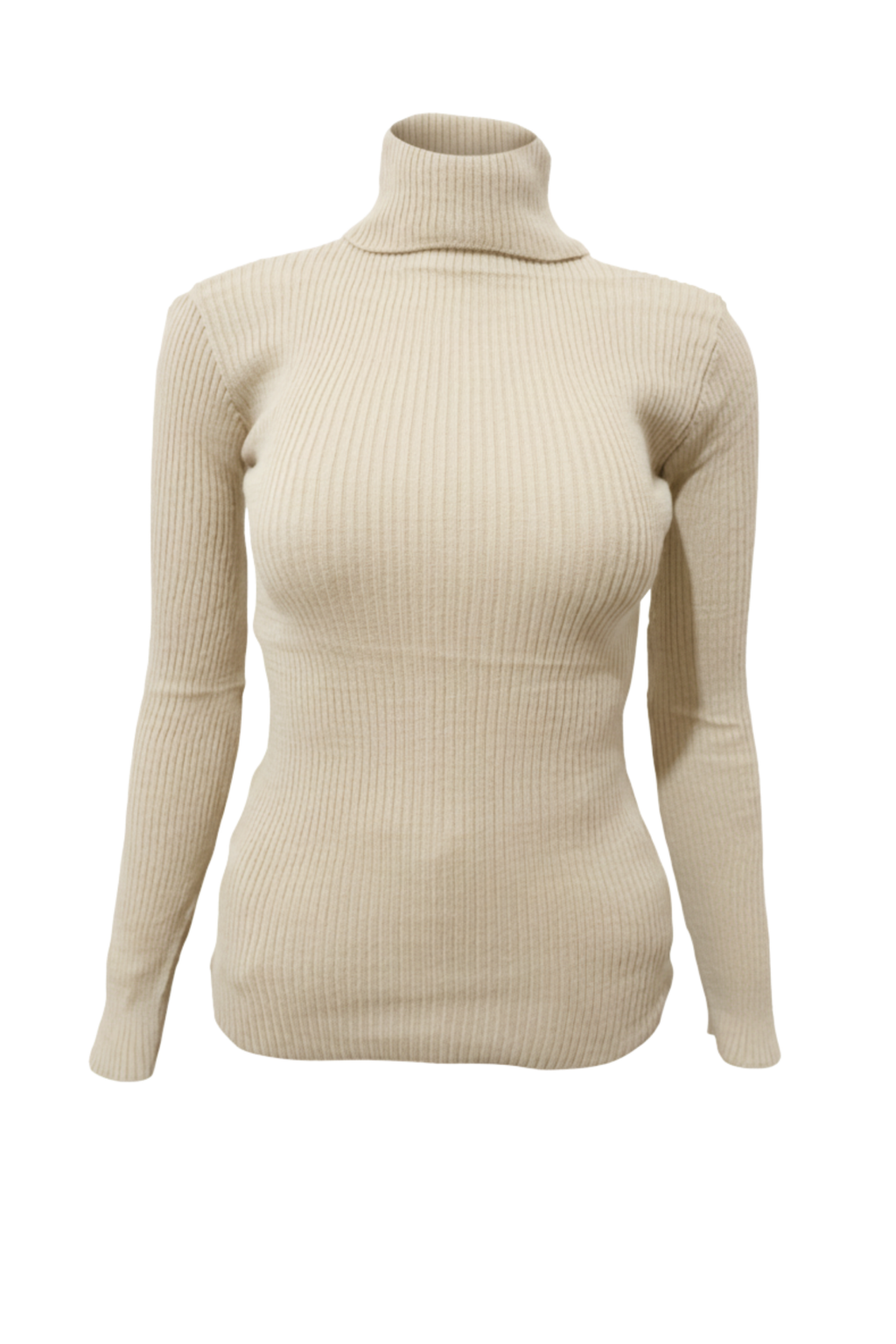 Kadın Ekru Boğazlı Triko Kazak