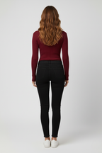 Kadın Bordo Boğazlı Triko Kazak