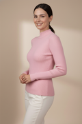 Kadın Pembe Balıkçı Yaka Kazak