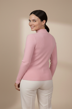 Kadın Pembe Balıkçı Yaka Kazak