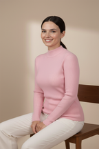 Kadın Pembe Balıkçı Yaka Kazak