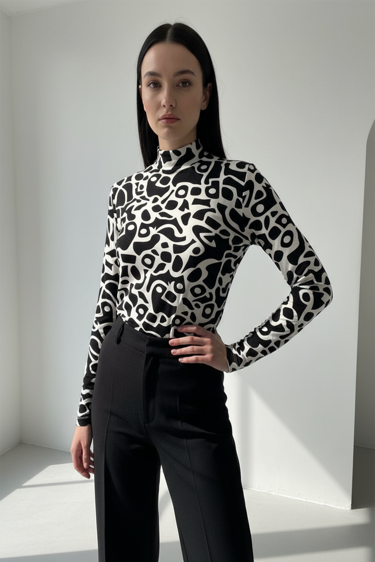 Kadın Zebra Desen Sandy Bluz