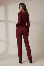 Kadın Kırmızı Göğüs Pencere İkili Takım