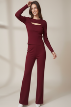 Kadın Kırmızı Göğüs Pencere İkili Takım