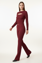 Kadın Kırmızı Göğüs Pencere İkili Takım