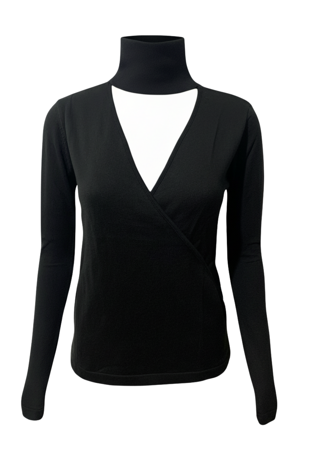 Kadın Boğazlı Pencere Detaylı Siyah Triko Kazak