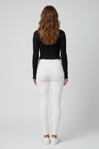 Kadın Boğazlı Pencere Detaylı Siyah Triko Kazak