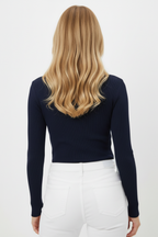 Kadın Boğazlı Pencere Detaylı Lacivert Triko Kazak