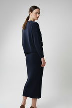 Kadın Hırka Elbise İkili Takım - Lacivert