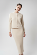 Kadın Hırka Elbise İkili Takım - Krem