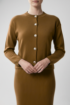 Kadın Hırka Elbise İkili Takım - Kahverengi