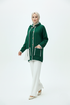 Kadın Nakış Detaylı Atkılı Yumuşak Ceket - Yeşil