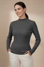 Kadın Gri Balıkçı Yaka Bluz