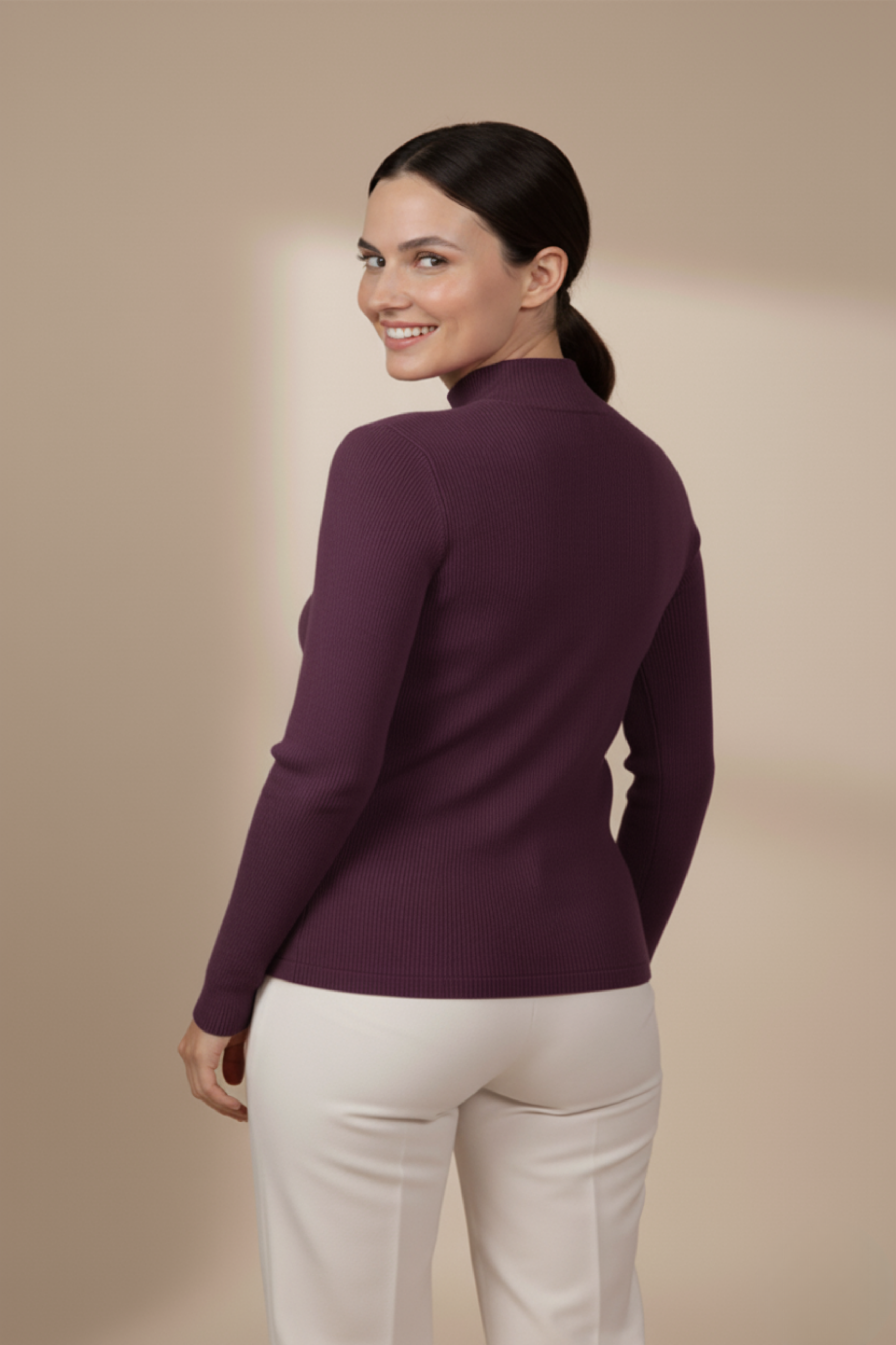 Kadın Mor Balıkçı Yaka Bluz