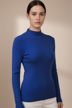 Kadın Mavi Balıkçı Yaka Bluz