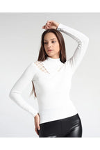 Kadın Desenli Dantel Detaylı Likralı Bluz