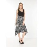 Kadın Belden Oturmalı Çizgili Krep Etek