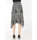 Kadın Belden Oturmalı Çizgili Krep Etek