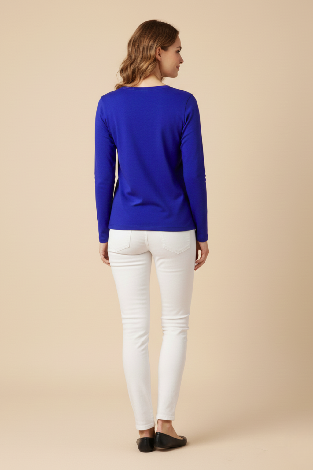 Kadın Viskon Bisiklet Yaka Koyu Mavi Bluz