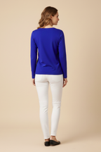 Kadın Viskon Bisiklet Yaka Koyu Mavi Bluz