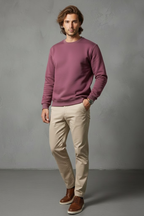 Unisex Kışlık Mürdüm Rengi Üç İplik Şardonlu Kalın Bisiklet Yaka Sweatshirt