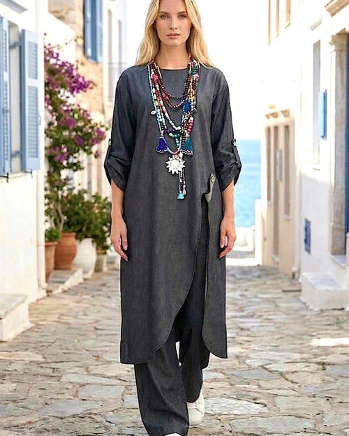 Antrasit Gri Asimetrik Tasarım İkili Takım